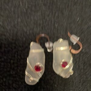 Elegant Gold and Red Gemstone Earrings